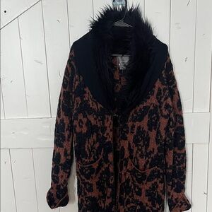 Anthropologie Black and Brown Teddy Jacket